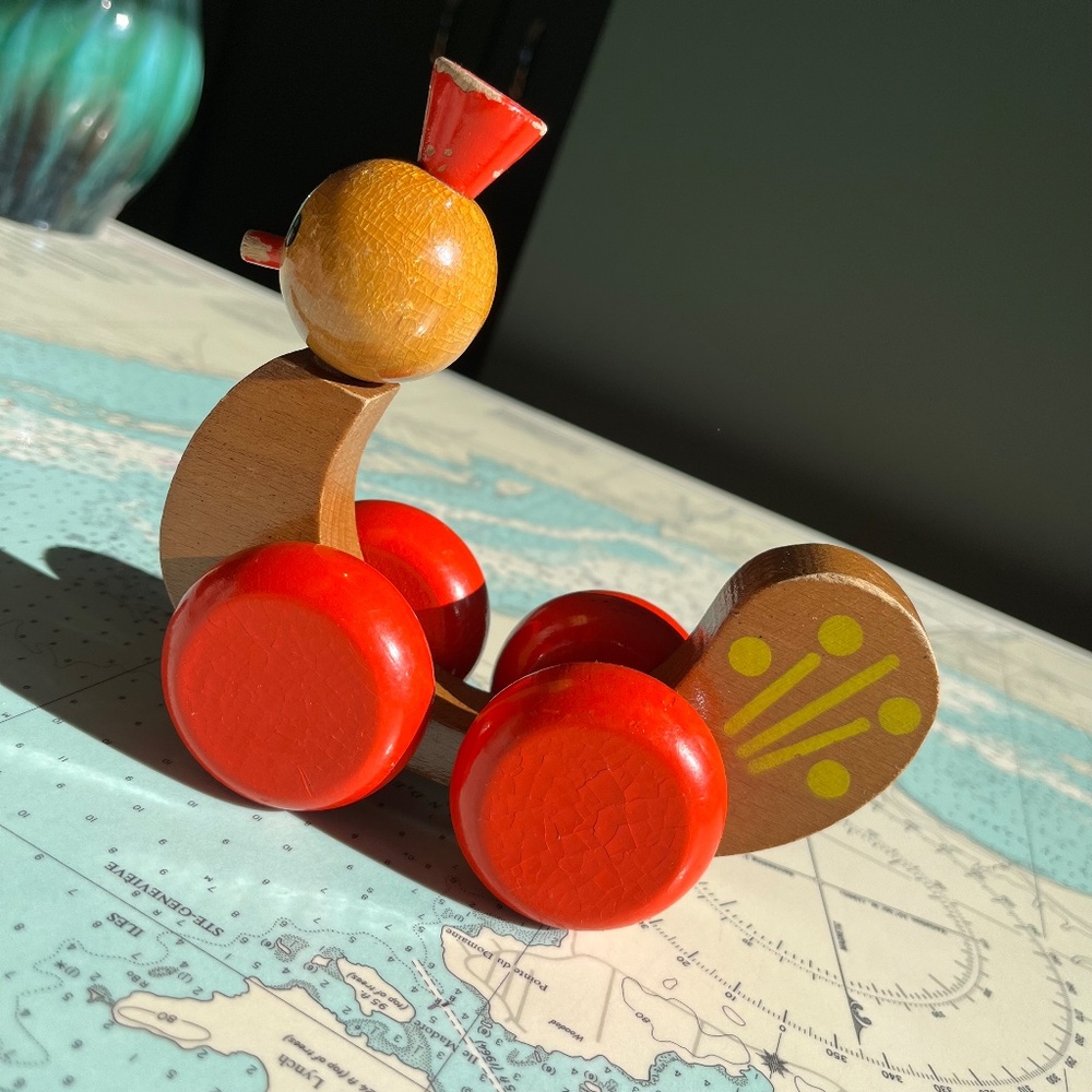 Vintage 60s Wood Peacock Toy - Picture 4 of 7